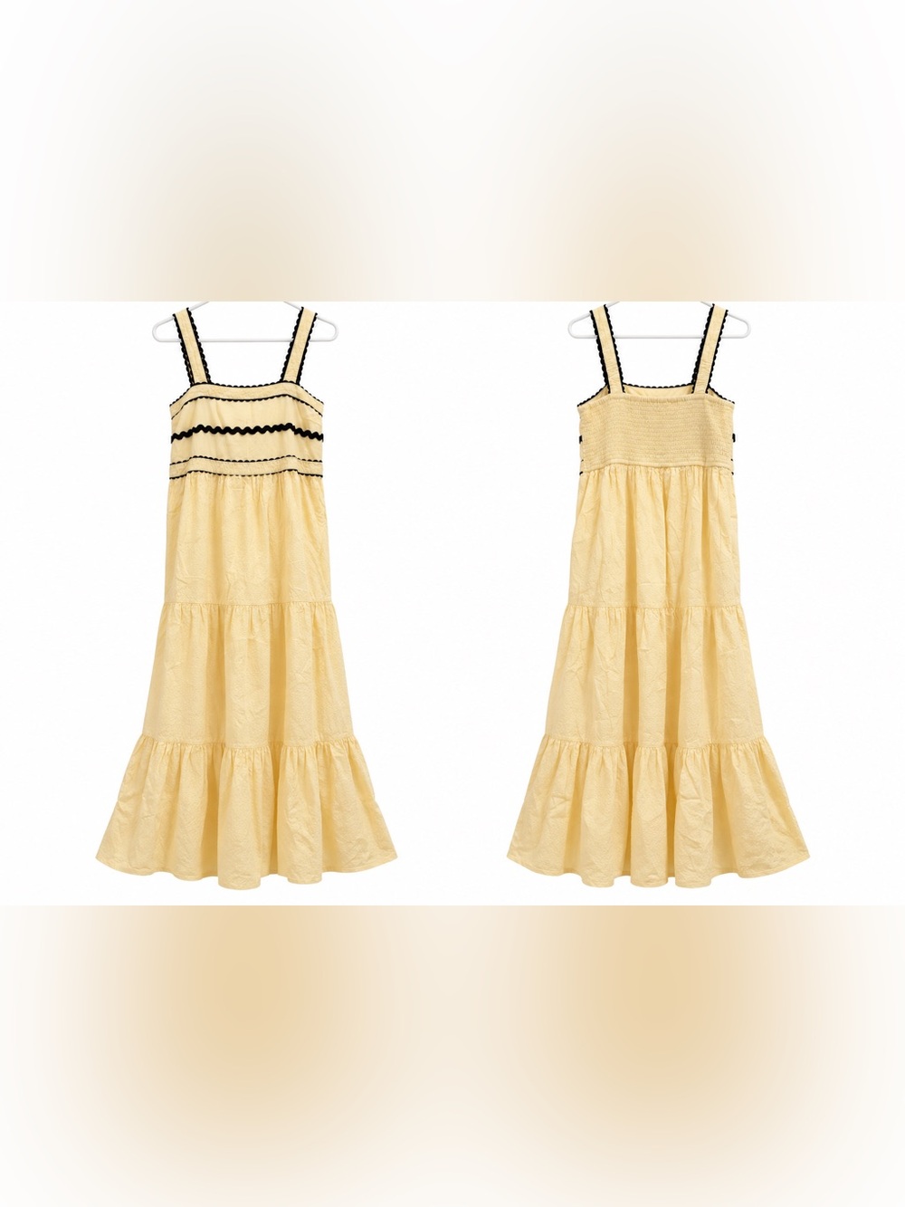 Japna Yellow Tiered Sundress with Black Trim 💛